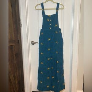 Cider Ditsy Floral Blue Corduroy Overalls